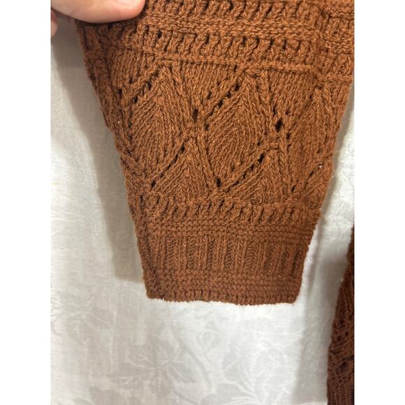 Vintage Sweater Medium Brown NEW Old Stock Open Knit Paul Harris USA - Picture 2 of 11